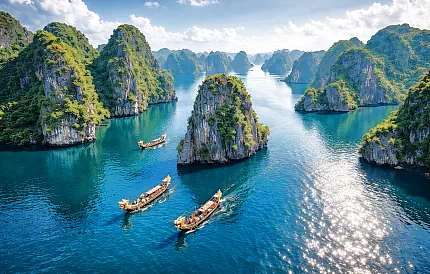Karstfelsen in der Halong-Bucht in Vietnam &ndash; Naturwunder in S&uuml;dostasien